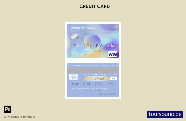 lista para imprimir plantilla de tarjeta visa de Citigroup Bank de EE. UU.